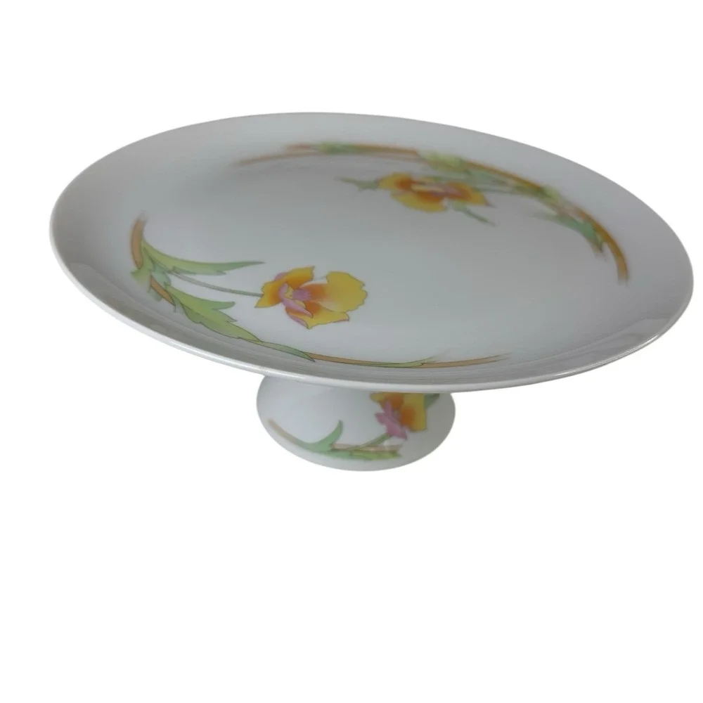 VTG Westbury Toscany Collection Pedestal Cake‎ Stand Floral Porcelain